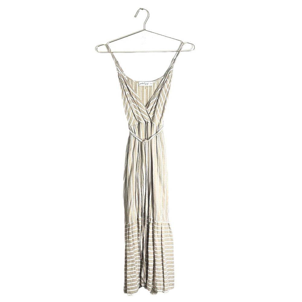 Petal + Pup Odette Midi Dress - Beige Stripe Size XS - Picture 2 of 6